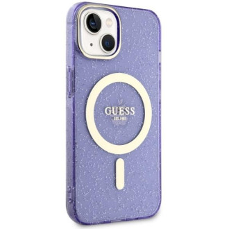 Guess GUHMP14MHCMCGU iPhone 14 Plus 6,7" fialový/fialový pevný obal Glitter Gold MagSafe