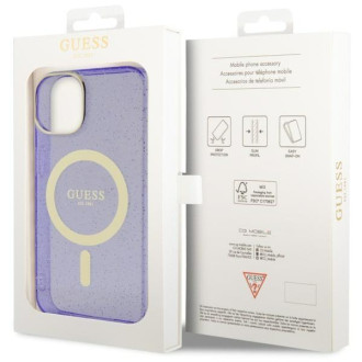 Guess GUHMP14MHCMCGU iPhone 14 Plus 6,7" fialový/fialový pevný obal Glitter Gold MagSafe