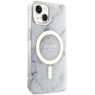 Guess GUHMP14MPCUMAH iPhone 14 Plus 6,7" bílý/bílý pevný obal Marble MagSafe