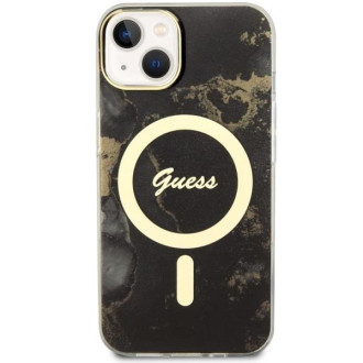 Guess GUHMP14SHTMRSK iPhone 14 6,1&quot; černo/černý pevný obal Golden Marble MagSafe