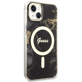 Guess GUHMP14SHTMRSK iPhone 14 6,1&quot; černo/černý pevný obal Golden Marble MagSafe