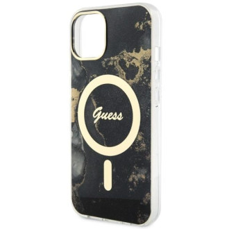 Guess GUHMP14SHTMRSK iPhone 14 6,1&quot; černo/černý pevný obal Golden Marble MagSafe