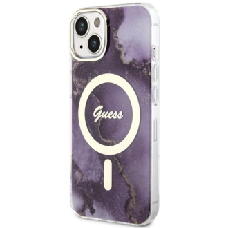 Guess GUHMP14SHTMRSU iPhone 14 6,1&quot; fialový/fialový pevný obal Golden Marble MagSafe