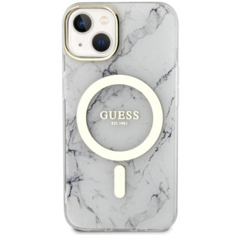 Guess GUHMP14SPCUMAH iPhone 14 6,1&quot; bílý/bílý pevný obal Marble MagSafe