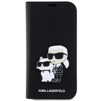 Karl Lagerfeld KLBKP14LSANKCPK iPhone 14 Pro 6,1" knihovna černá/černá Saffiano Karl & Choupette