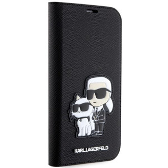 Karl Lagerfeld KLBKP14LSANKCPK iPhone 14 Pro 6,1" knihovna černá/černá Saffiano Karl & Choupette