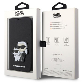 Karl Lagerfeld KLBKP14LSANKCPK iPhone 14 Pro 6,1" knihovna černá/černá Saffiano Karl & Choupette