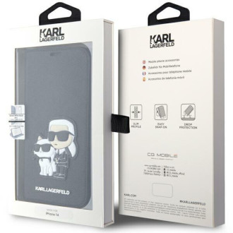 Karl Lagerfeld KLBKP14SSANKCPK iPhone 14 6,1&quot; knihovna černá/černá Saffiano Karl &amp; Choupette