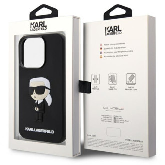 Karl Lagerfeld KLHCP14L3DRKINK iPhone 14 Pro 6,1" černý/černý pevný obal Gumový Ikonik 3D