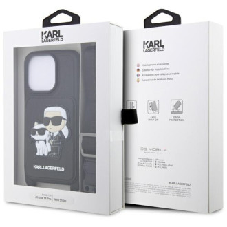 Karl Lagerfeld KLHCP14LCSAKCPMK iPhone 14 Pro 6,1" pevný obal černo/černý Crossbody Saffiano Karl & Choupette