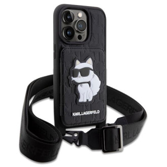 Karl Lagerfeld KLHCP14LCSAKHPCK iPhone 14 Pro 6,1" pevné pouzdro černo/černé Crossbody Saffiano Monogram Choupette