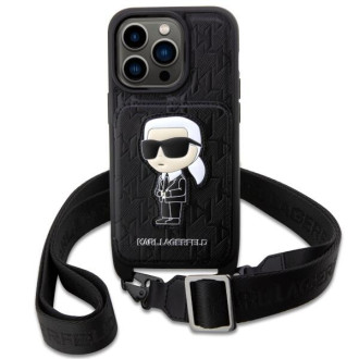 Karl Lagerfeld KLHCP14LCSAKHPKK iPhone 14 Pro 6,1" pevný kryt černo/černý Crossbody Saffiano Monogram Ikonik