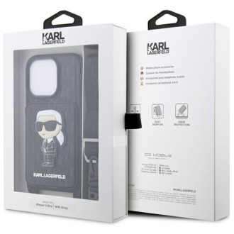 Karl Lagerfeld KLHCP14LCSAKHPKK iPhone 14 Pro 6,1" pevný kryt černo/černý Crossbody Saffiano Monogram Ikonik