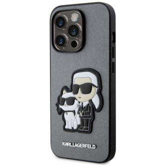 Karl Lagerfeld KLHCP14LSANKCPG iPhone 14 Pro 6,1" pevný obal stříbrný/stříbrný Saffiano Karl & Choupette