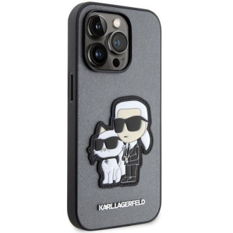 Karl Lagerfeld KLHCP14LSANKCPG iPhone 14 Pro 6,1" pevný obal stříbrný/stříbrný Saffiano Karl & Choupette