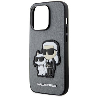 Karl Lagerfeld KLHCP14LSANKCPG iPhone 14 Pro 6,1" pevný obal stříbrný/stříbrný Saffiano Karl & Choupette