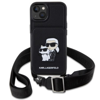Karl Lagerfeld KLHCP14MCSAKCPMK iPhone 14 Plus 6,7" pevný obal černo/černý Crossbody Saffiano Karl & Choupette