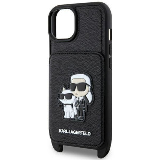 Karl Lagerfeld KLHCP14MCSAKCPMK iPhone 14 Plus 6,7" pevný obal černo/černý Crossbody Saffiano Karl & Choupette
