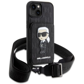 Karl Lagerfeld KLHCP14SCSAKHPKK iPhone 14 6,1&quot; pevný kryt černo/černý Crossbody Saffiano Monogram Ikonik