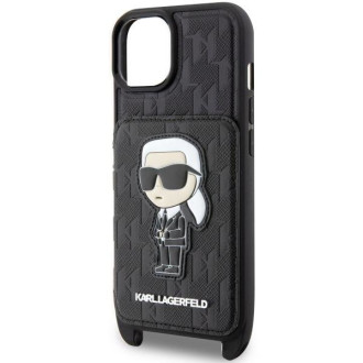 Karl Lagerfeld KLHCP14SCSAKHPKK iPhone 14 6,1&quot; pevný kryt černo/černý Crossbody Saffiano Monogram Ikonik