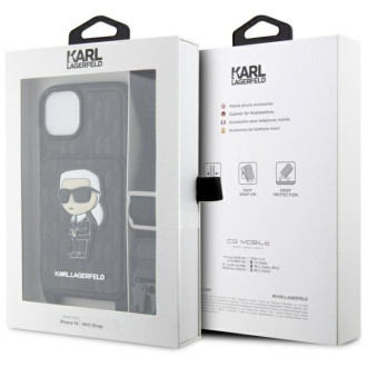 Karl Lagerfeld KLHCP14SCSAKHPKK iPhone 14 6,1&quot; pevný kryt černo/černý Crossbody Saffiano Monogram Ikonik