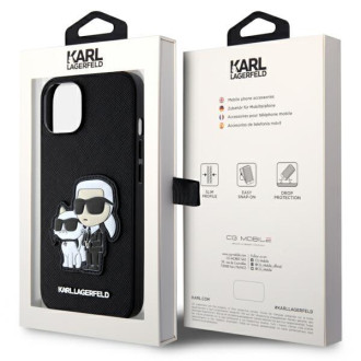 Karl Lagerfeld KLHCP14SSANKCPK iPhone 14 6,1&quot; pevný obal černo/černý Saffiano Karl &amp; Choupette