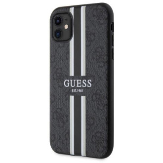Guess GUHMN61P4RPSK iPhone 11 / Xr černý/černý pevný obal 4G Printed Stripes MagSafe