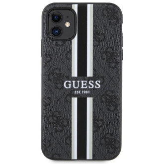Guess GUHMN61P4RPSK iPhone 11 / Xr černý/černý pevný obal 4G Printed Stripes MagSafe