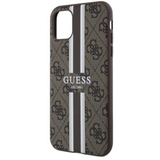 Guess GUHMN61P4RPSW iPhone 11 / Xr hnědý/hnědý pevný obal 4G Printed Stripes MagSafe
