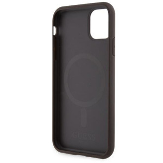 Guess GUHMN61P4RPSW iPhone 11 / Xr hnědý/hnědý pevný obal 4G Printed Stripes MagSafe