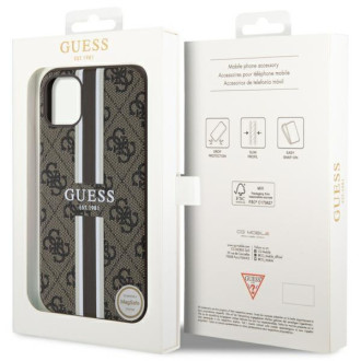Guess GUHMN61P4RPSW iPhone 11 / Xr hnědý/hnědý pevný obal 4G Printed Stripes MagSafe