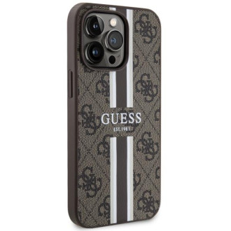 Guess GUHMP13LP4RPSW iPhone 13 Pro / 13 6,1&quot; hnědý/hnědý pevný obal 4G Printed Stripes MagSafe