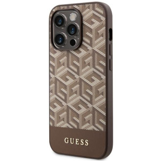 Guess GUHMP14LHGCFSEW iPhone 14 Pro 6.1" hnědé/hnědé pevné pouzdro GCube Stripes MagSafe