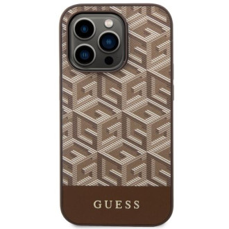 Guess GUHMP14LHGCFSEW iPhone 14 Pro 6.1" hnědé/hnědé pevné pouzdro GCube Stripes MagSafe