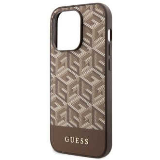 Guess GUHMP14LHGCFSEW iPhone 14 Pro 6.1" hnědé/hnědé pevné pouzdro GCube Stripes MagSafe