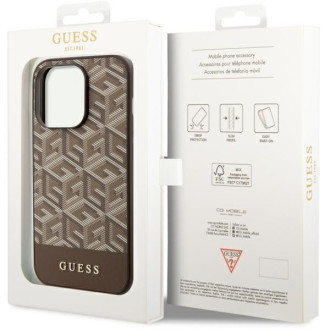 Guess GUHMP14LHGCFSEW iPhone 14 Pro 6.1" hnědé/hnědé pevné pouzdro GCube Stripes MagSafe