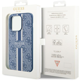 Guess GUHMP14LP4RPSB iPhone 14 Pro 6,1" modro/modré pevné pouzdro 4G Printed Stripes MagSafe