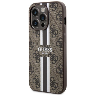 Guess GUHMP14LP4RPSW iPhone 14 Pro 6,1" hnědé/hnědé pevné pouzdro 4G Printed Stripes MagSafe