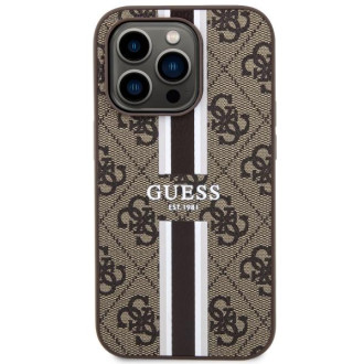 Guess GUHMP14LP4RPSW iPhone 14 Pro 6,1" hnědé/hnědé pevné pouzdro 4G Printed Stripes MagSafe