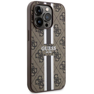 Guess GUHMP14LP4RPSW iPhone 14 Pro 6,1" hnědé/hnědé pevné pouzdro 4G Printed Stripes MagSafe