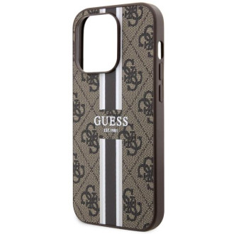 Guess GUHMP14LP4RPSW iPhone 14 Pro 6,1" hnědé/hnědé pevné pouzdro 4G Printed Stripes MagSafe