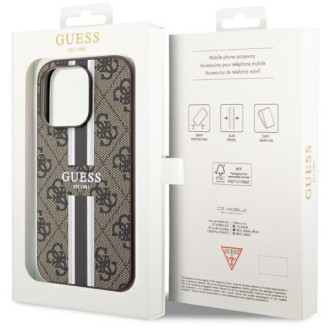 Guess GUHMP14LP4RPSW iPhone 14 Pro 6,1" hnědé/hnědé pevné pouzdro 4G Printed Stripes MagSafe