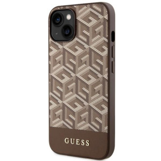 Guess GUHMP14MHGCFSEW iPhone 14 Plus 6,7&quot; hnědé/hnědé pevné pouzdro GCube Stripes MagSafe