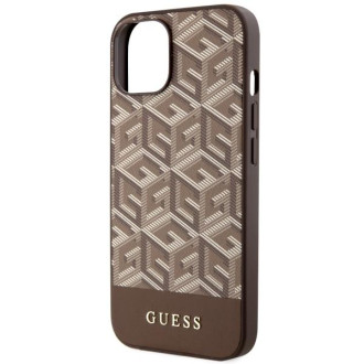 Guess GUHMP14MHGCFSEW iPhone 14 Plus 6,7&quot; hnědé/hnědé pevné pouzdro GCube Stripes MagSafe