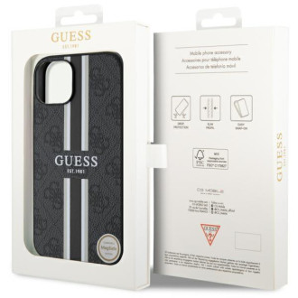 Guess GUHMP14MP4RPSK iPhone 14 Plus 6,7&quot; černý/černý pevný obal 4G Printed Stripes MagSafe