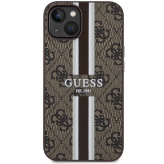 Guess GUHMP14MP4RPSW iPhone 14 Plus 6,7&quot; hnědý/hnědý pevný obal 4G Printed Stripes MagSafe