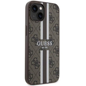 Guess GUHMP14MP4RPSW iPhone 14 Plus 6,7&quot; hnědý/hnědý pevný obal 4G Printed Stripes MagSafe