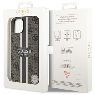 Guess GUHMP14MP4RPSW iPhone 14 Plus 6,7&quot; hnědý/hnědý pevný obal 4G Printed Stripes MagSafe