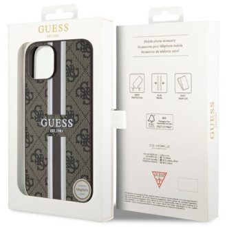 Guess GUHMP14SP4RPSW iPhone 14 6,1&quot; hnědý/hnědý pevný obal 4G Printed Stripes MagSafe