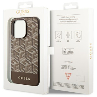 Guess GUHMP14XHGCFSEW iPhone 14 Pro Max 6,7&quot; hnědé/hnědé pevné pouzdro GCube Stripes MagSafe